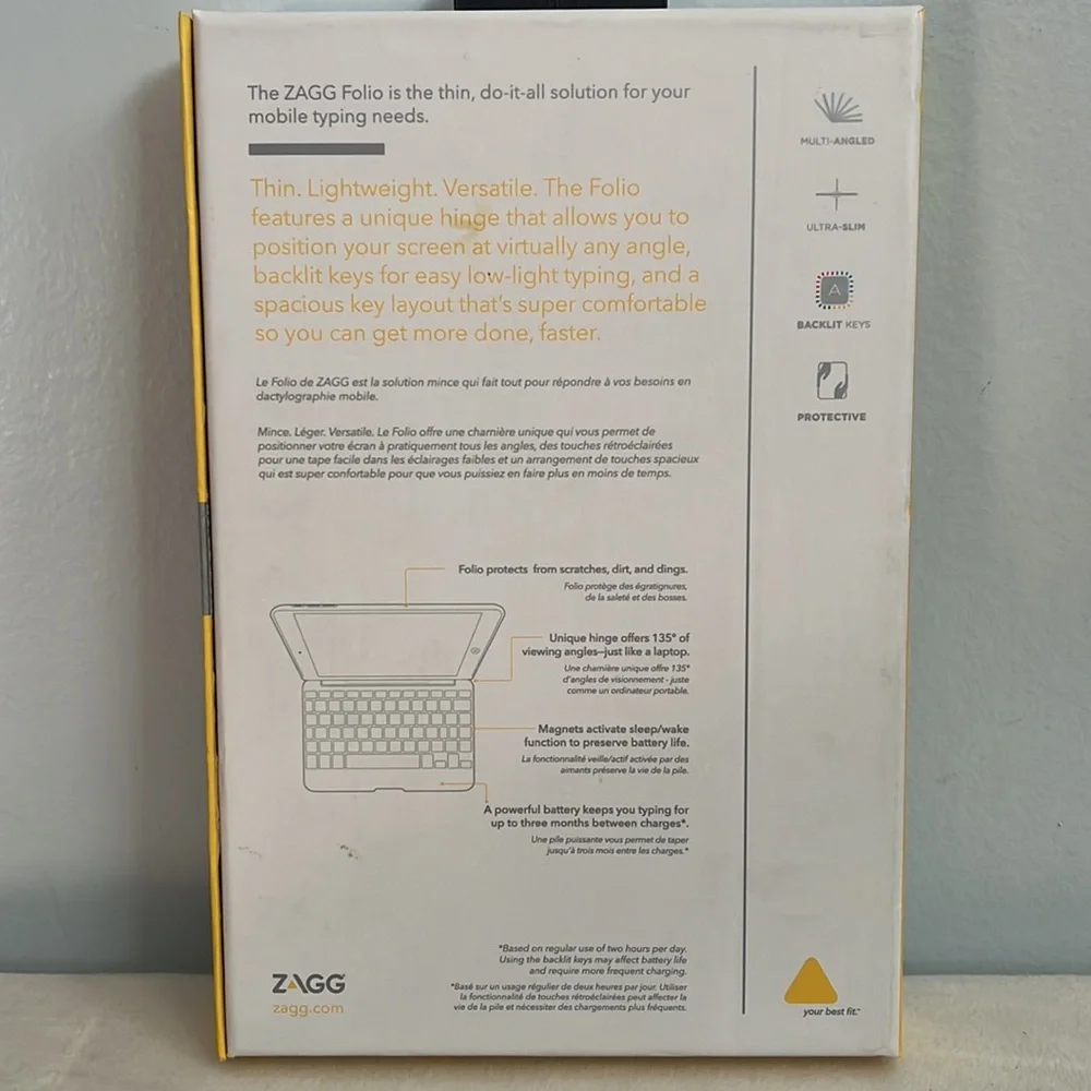 Zagg Folio Backlit Hinged Keyboard For iPad Mini